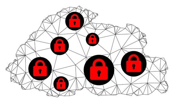 Carte vectorielle de maille 2D polygonale de verrouillage du Bhoutan — Image vectorielle