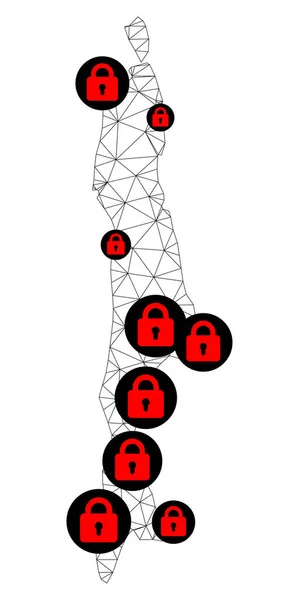 Lockdown Polygonale 2D Mesh Vector Kaart van Sakhalin Eiland — Stockvector