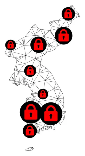 Lockdown Polygonale 2D Mesh Vector Kaart van Korea — Stockvector