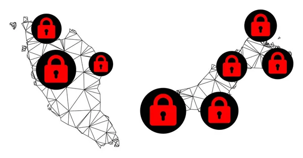 Lockdown Polygonal Network Mesh Vector Map of Malaysia — Stock Vector
