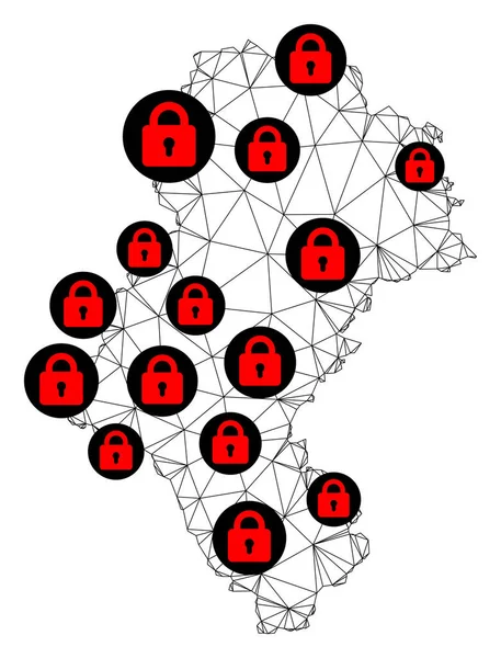 Carte vectorielle de maille de réseau polygonal de verrouillage de la province de Silésie — Image vectorielle