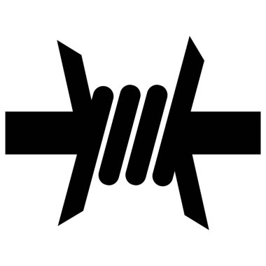 Dikenli Tel Vektör Simgesi Düz Çizim