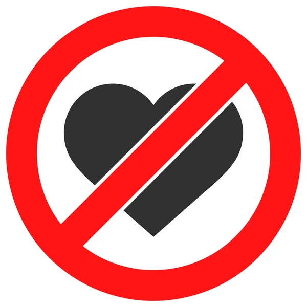 Stop Love Heart Vector Icon Flat Illustration — Stock Vector