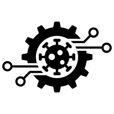 Virüs Elektronik Vites Veri Simgesi Düz Çizim