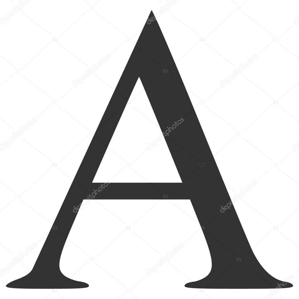 Alpha Greek letter vector illustration. Flat illustration iconic design of Alpha Greek letter, isolated on a white background.
