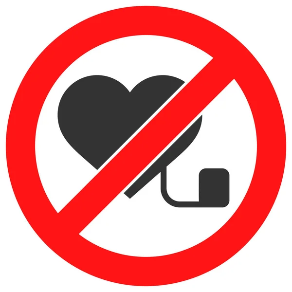 Illustrazione piatta dell'icona vettoriale proibita del pacemaker — Vettoriale Stock