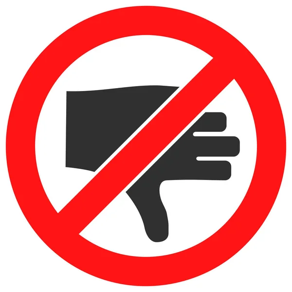 Icono de pulgar hacia abajo prohibido Ilustración plana — Vector de stock