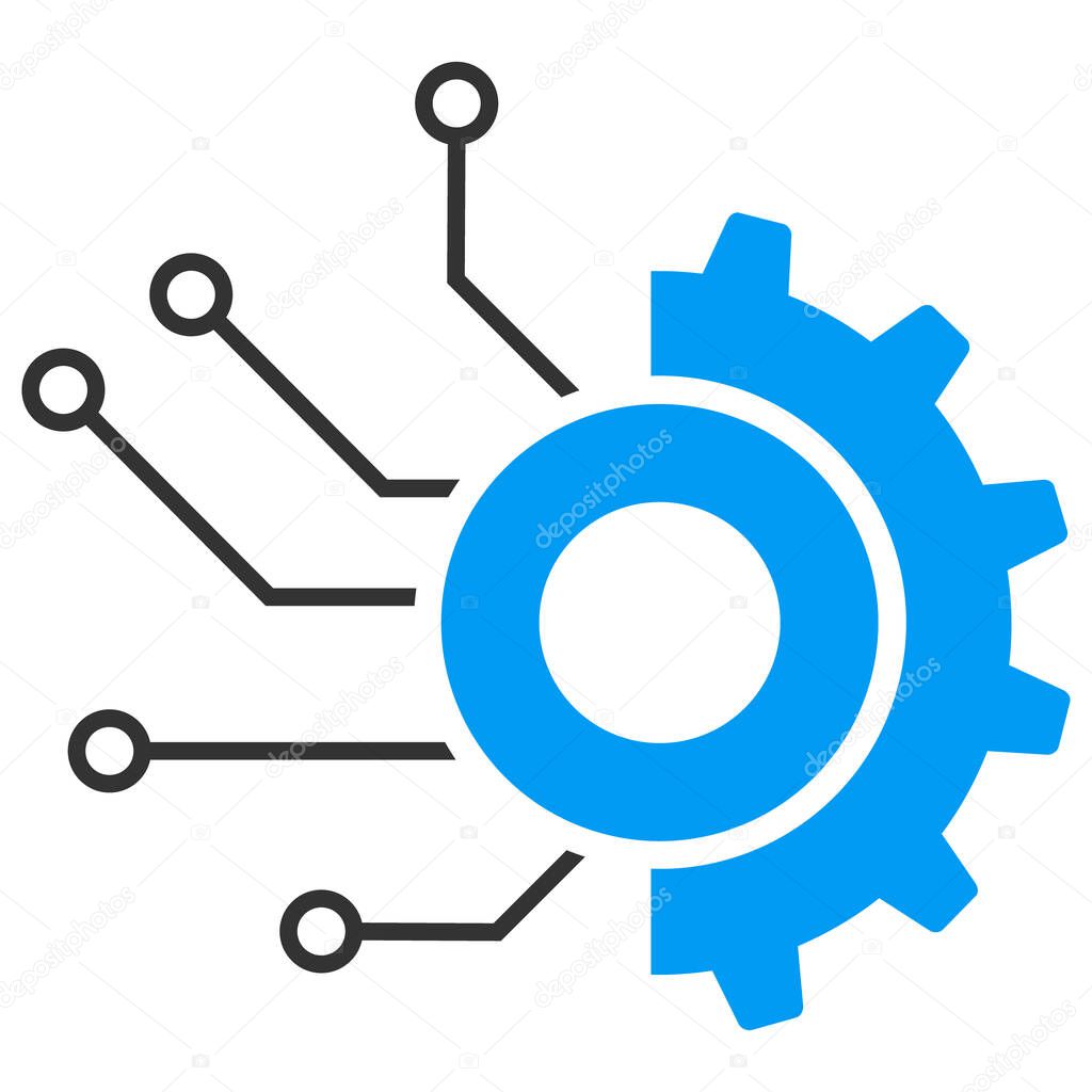 Gear Electronic Factory Vector Icon Flat Illustration