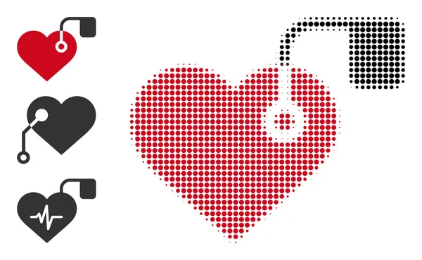 Halftone Dotted Vector Heart Pacemaker Icon — Stock Vector