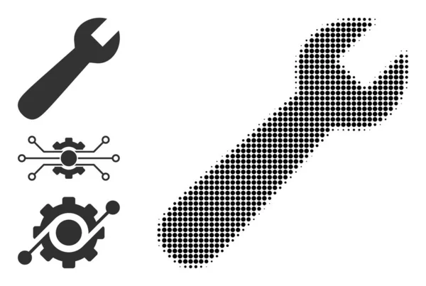 Halftone Dot Vector Wrench Icon — Stockvektor