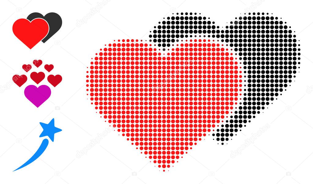 Halftone Dotted Vector Love Shadow Icon