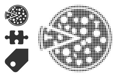 Parçalı Yarım Tonlu Noktalı Vektör Pizzası