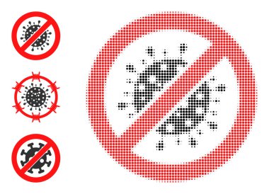 Yarı Tonlu Noktalı Vektör Durdur Coronavirüs Simgesi