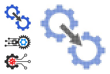 Yarı Tonlu Noktalı Vektör Vites Entegrasyon Simgesi