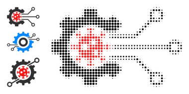 Yarı Tonlu Noktalı Vektör Virüs Mühendislik Simgesi