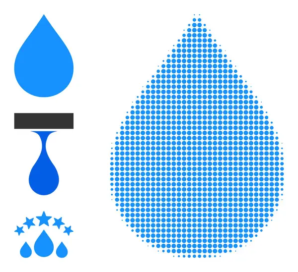 Icona a goccia d'acqua vettoriale punteggiata mezzitoni — Vettoriale Stock