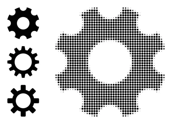 Halftone Dot Vector Getriebesymbol — Stockvektor