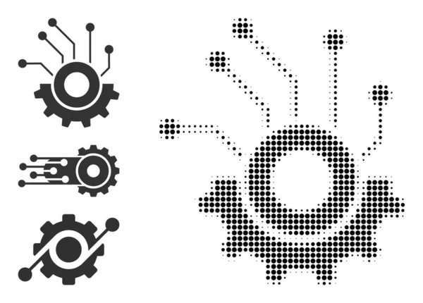 Halftone Dotted Vector Gear Electronics Icon — стоковий вектор