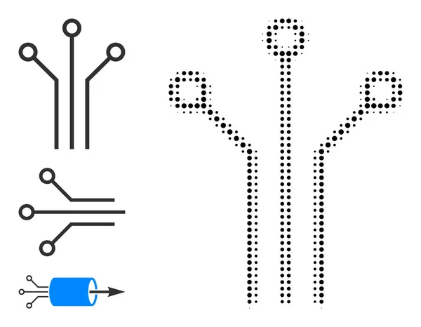 Icono de conexiones electrónicas de vectores de punto de medio tono — Vector de stock