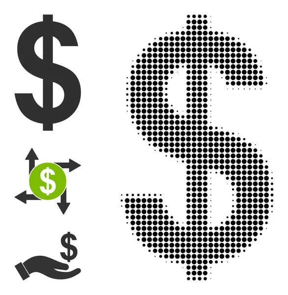 Icono de signo de dólar vectorial de punto medio tono — Vector de stock