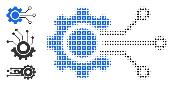 Halftone Dotted Vector Digital Sensor Cog Icon — Stock Vector