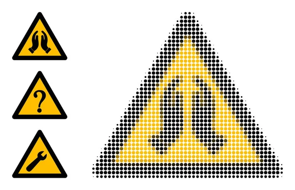 Icono de advertencia de rezo vectorial punteado de medio tono — Archivo Imágenes Vectoriales