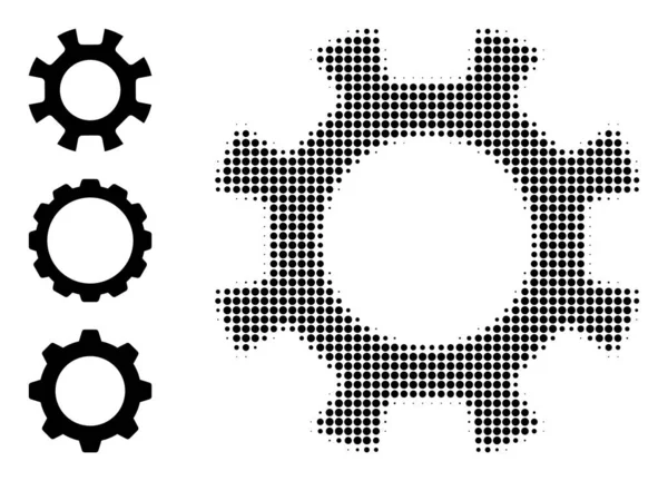 Halftone Dot Vector Getriebesymbol — Stockvektor