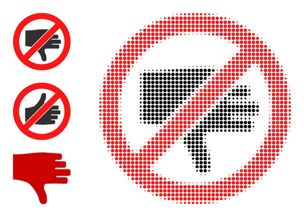 Vector de punto de medio tono prohibido Pulgar hacia abajo icono — Archivo Imágenes Vectoriales