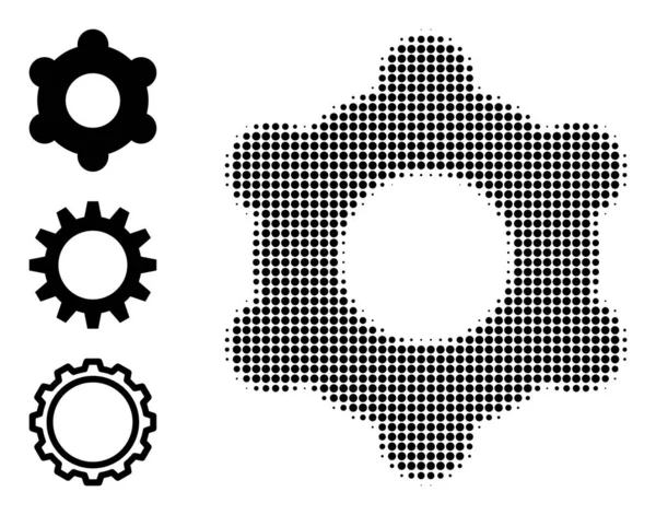 Halftone Dot Vector Cogwheel Icono — Archivo Imágenes Vectoriales