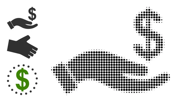 Yarı Tonda Noktalı Vektör Maaşı Teklif Eden El Simgesi