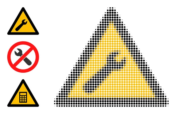 Icono de advertencia de reparación de vectores punteados de medio tono — Vector de stock