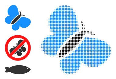 Yarı Tonda Dot Vektörü Kelebek Simgesi