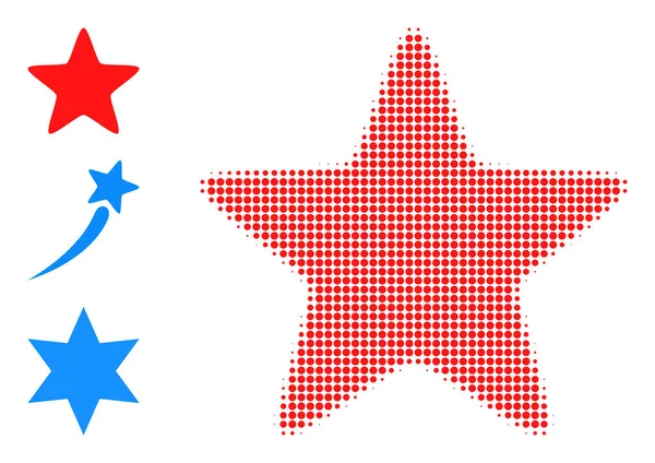 Halftone Dot Vector Red Star Icon —  Vetores de Stock