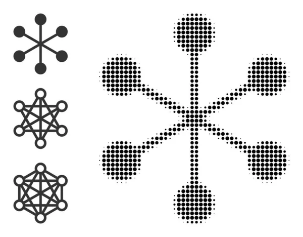 Icono de estructura de red vectorial de punto de medio tono — Vector de stock