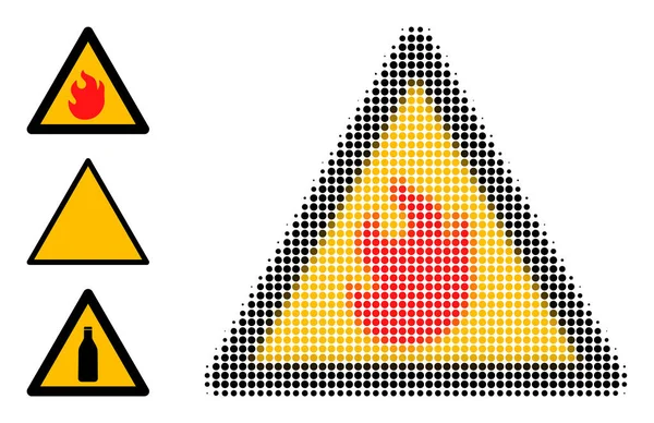 Предупреждающая икона "Половинчатый вектор огня" — стоковый вектор