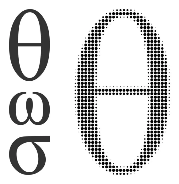 Icono de letra minúscula griega de vectores punteados de medio tono Tetta — Archivo Imágenes Vectoriales