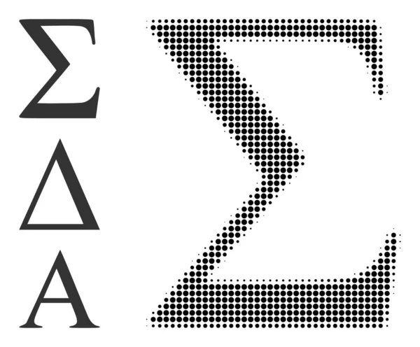 Halftone Dot Vector Sigma Greek Letter Icon — 스톡 벡터