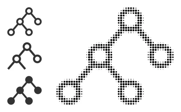Icono de conexiones binarias vectorial punteado de medio tono — Vector de stock