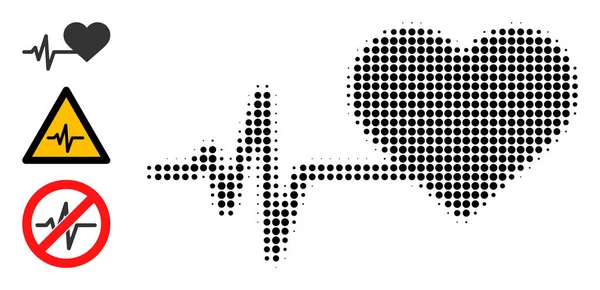 Halftone Dotted Vector Heart Pulse Icon — Stockvector