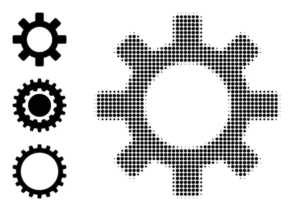 Icône de roue dentée vectorielle Halftone Dot — Image vectorielle