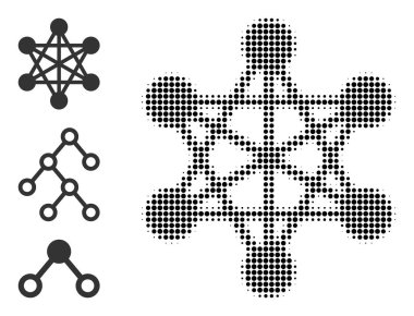 Yarım Tonlu Noktalı Vektör Ağı Bağlantı Simgesi