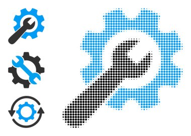 Yarı Tonlu Noktalı Vektör Anahtarı ile Dişli Simgesi