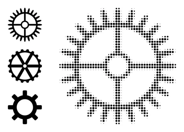 Meio-tom pontilhado Vector Relógio Gearwheel Ícone — Vetor de Stock