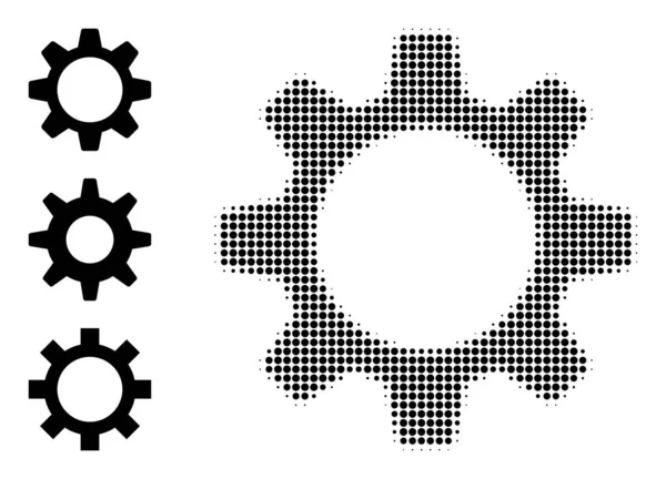 Halftone Vector punteado Cogwheel Icono — Archivo Imágenes Vectoriales