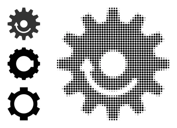 Icono de rotación de rueda de engranaje vectorial de punto de medio tono — Vector de stock