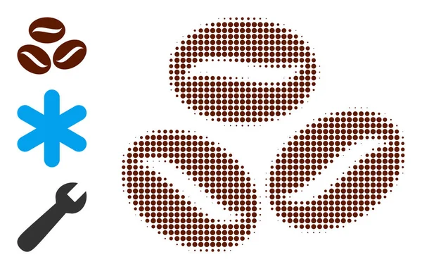Halftone Dot Vector Kaffeekörner-Symbol — Stockvektor