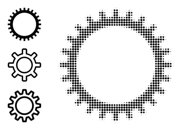 Icono de engranaje vectorial punteado de medio tono — Archivo Imágenes Vectoriales