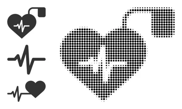 Halftone Dotted Vector Pulse Pacemaker Icon — Stockvektor