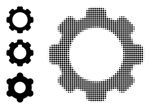 Semitono punteado Vector Gearwheel Icono — Archivo Imágenes Vectoriales