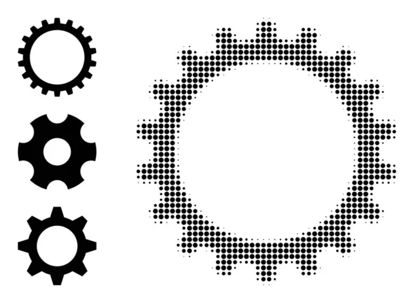 하프 톤 Dot Vector Cogwheel Icon — 스톡 벡터